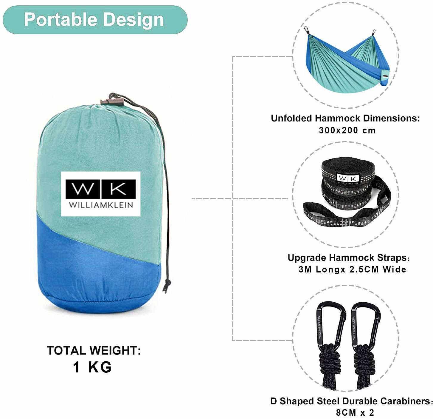 Camping Hammock Portable Lightweight Parachute 210T Nylon Hammock with Straps - Picture 9 of 25
