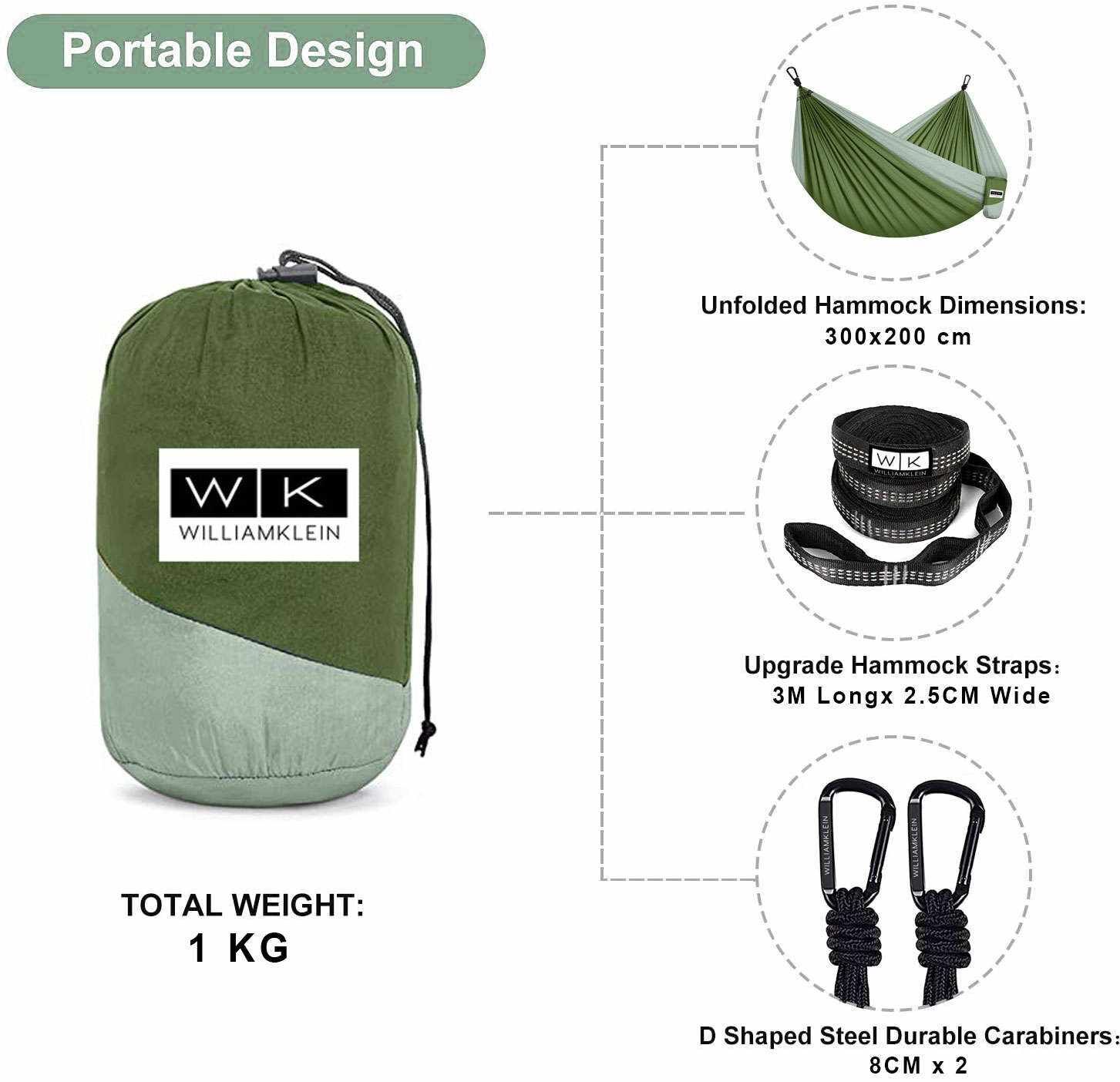 Camping Hammock Portable Lightweight Parachute 210T Nylon Hammock with Straps - Picture 10 of 25